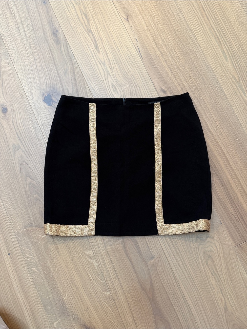 rag & bone Black Mini Skirt with Gold Trim